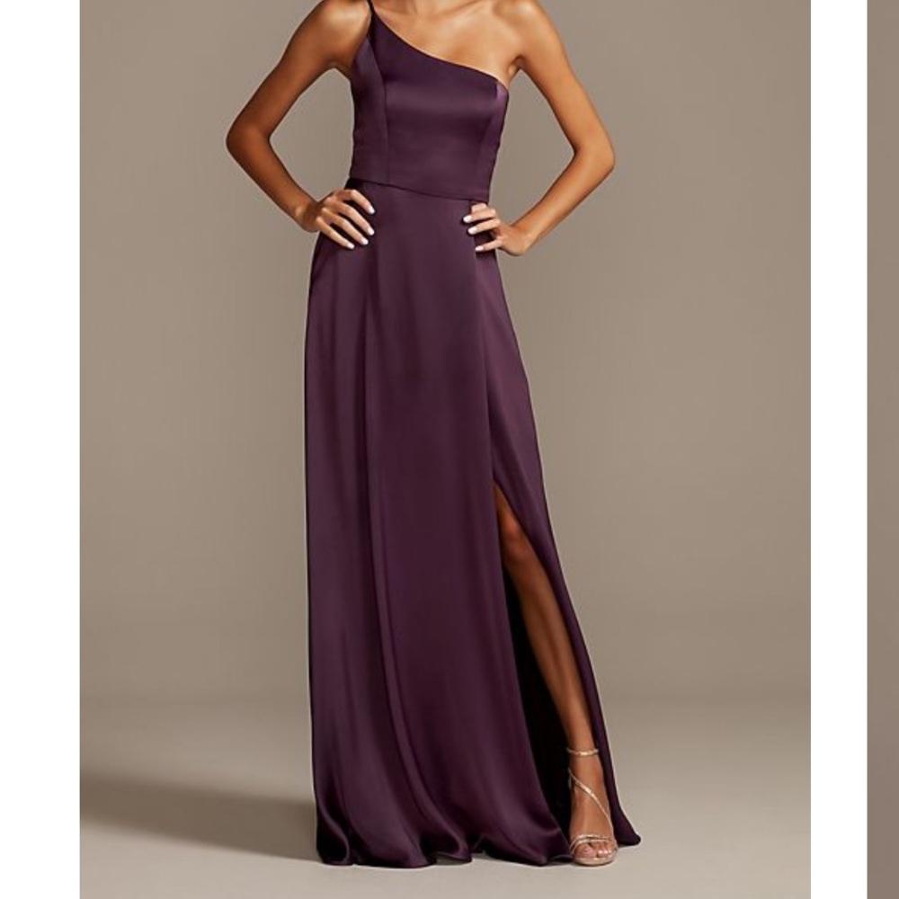 Plum One Shoulder Gown with Swarovski Crystal Belt